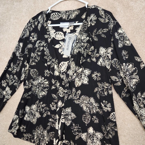 Chico's Travelers Floral Spice Waterfall Haley Jacket Women's Size 3 XL New - Picture 3 of 7